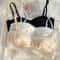 Sexy French Satin Underwire Bra with Lace Rimmed Seashell Cup Thin Half Cup Lingerie for Women