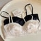 Sexy French Satin Underwire Bra with Lace Rimmed Seashell Cup Thin Half Cup Lingerie for Women