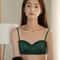 Sexy French Satin Underwire Bra with Lace Rimmed Seashell Cup Thin Half Cup Lingerie for Women