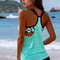 Women Print Tankini Swimwear Elegant Female Fashion Bikini Sets TwoPiece Beach Vacation Swimsuits C 2