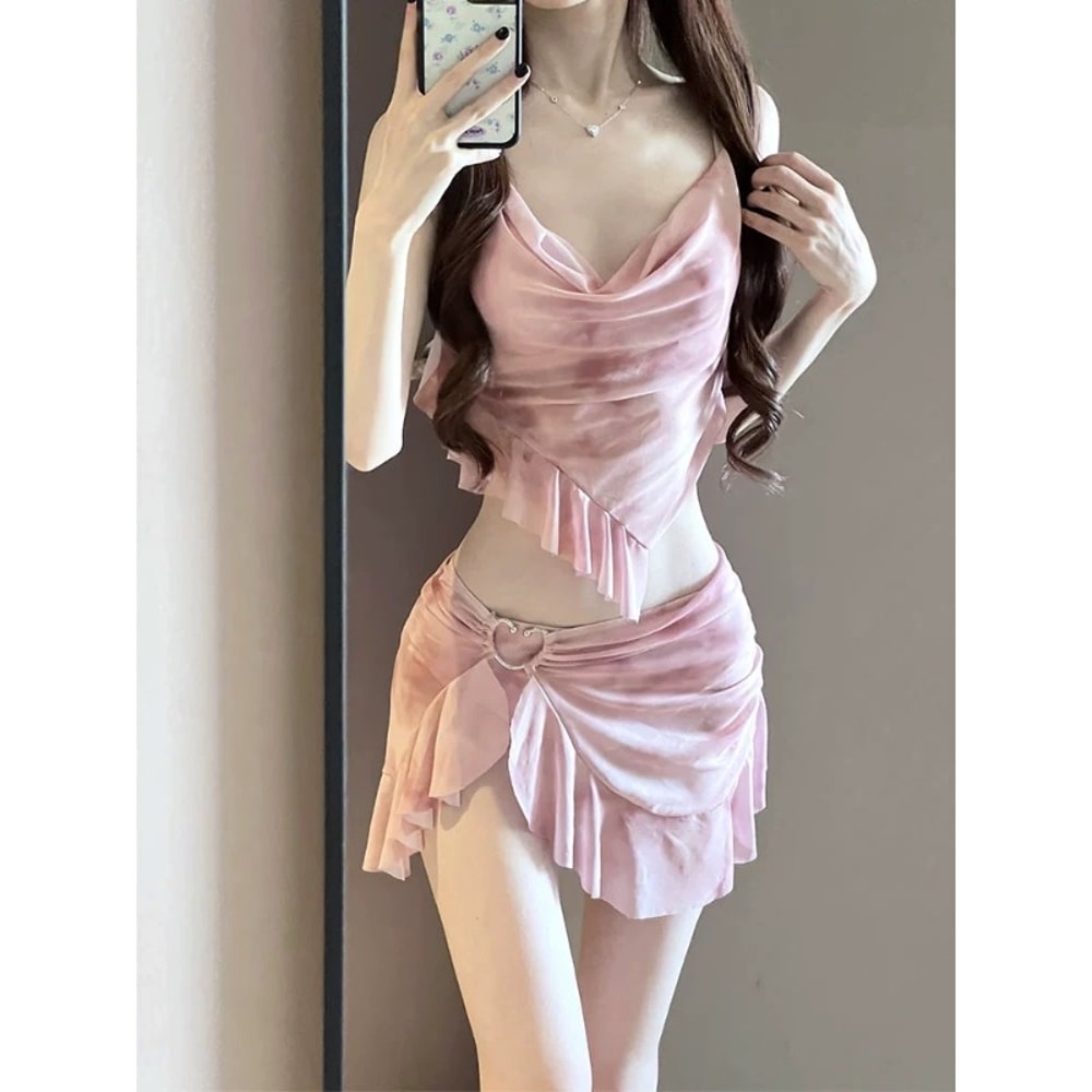 Elegant Summer Bikini Set Women Thailand Beach Vacation Swimsuit Sexy Bathing Suit With CoverUp Ski 2