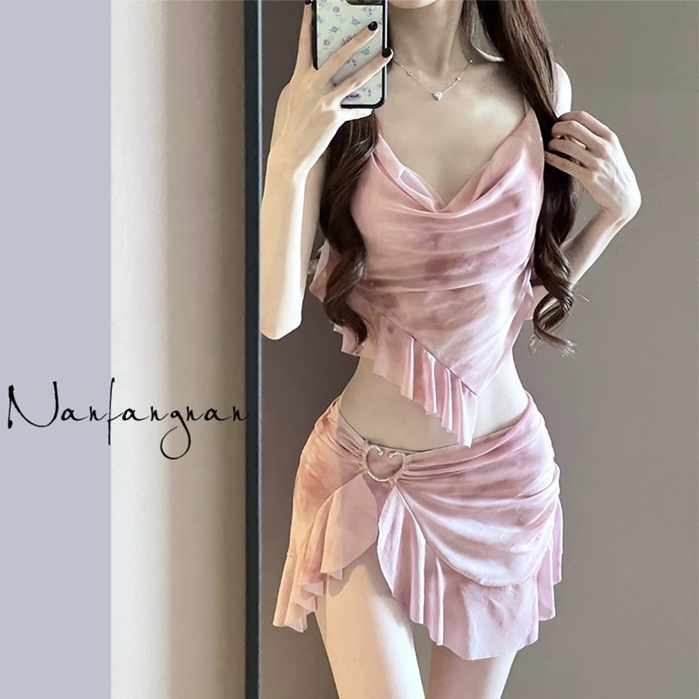 Elegant Summer Bikini Set Women Thailand Beach Vacation Swimsuit Sexy Bathing Suit With CoverUp Ski 5