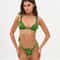Tiedown Bikini For Women Triangle Swimwear Push Up Bathing Suit Set Solid Folds 3