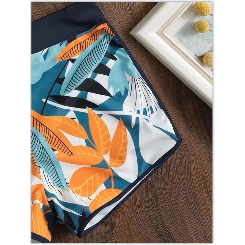 Women Spliced Lace Up Fashion Printed Bikini Set Surfing Bathing Suit Swimwear 4