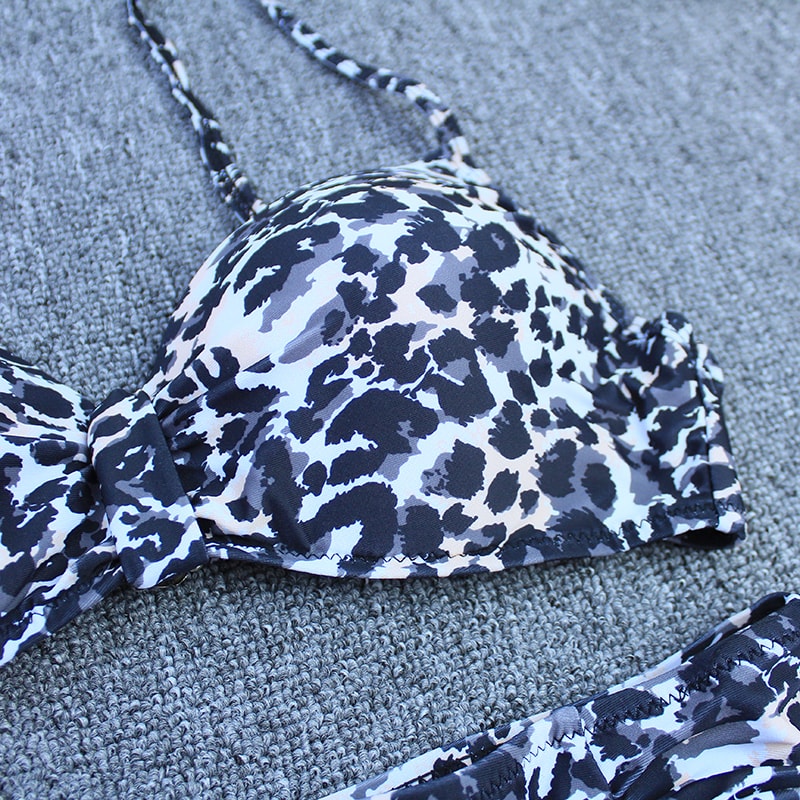 Vintage Push Up Bikini Set Swimwear Women's Swimsuit Plus Size Leopard Bathing Suit Beachwear