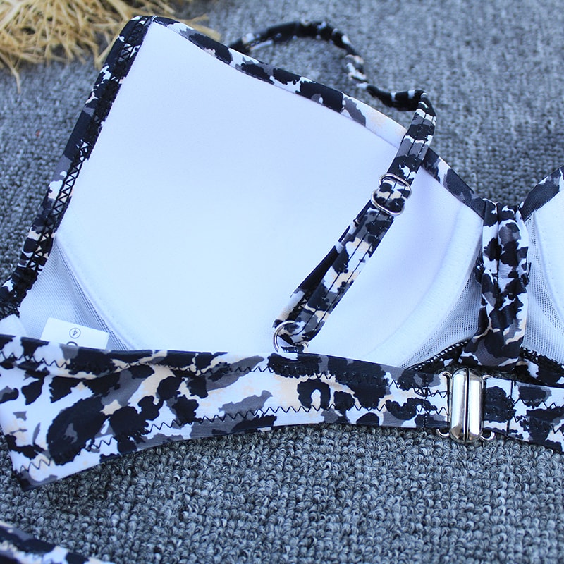 Vintage Push Up Bikini Set Swimwear Women's Swimsuit Plus Size Leopard Bathing Suit Beachwear