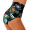 Floral Women Bikini Shorts Swimwear High Waist Tankini Bottoms Solid Color Beach Swimsuits 2