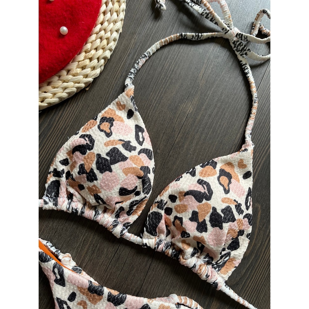 Sexy Leopard Thong Bikini Set Push Up Swimsuit Female Beachwear Bathing Suits 1
