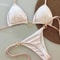 Stylish White Bikini Set For Women New Solid Color Low Waist Laceup Swimsuit Twopiece Fashionable S 1