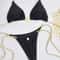 Stylish White Bikini Set For Women New Solid Color Low Waist Laceup Swimsuit Twopiece Fashionable S 0