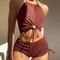 Sexy Strapless Top Solid Color Halter Neck Bikini Separate Swimwear For Hot Spring Beach Vacation 1