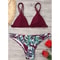 Leaves Print Swimwear Bikini Set For Women PushUp Padded Beachwear Bather Summer Bathing Set 4