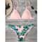 Leaves Print Swimwear Bikini Set For Women PushUp Padded Beachwear Bather Summer Bathing Set 3