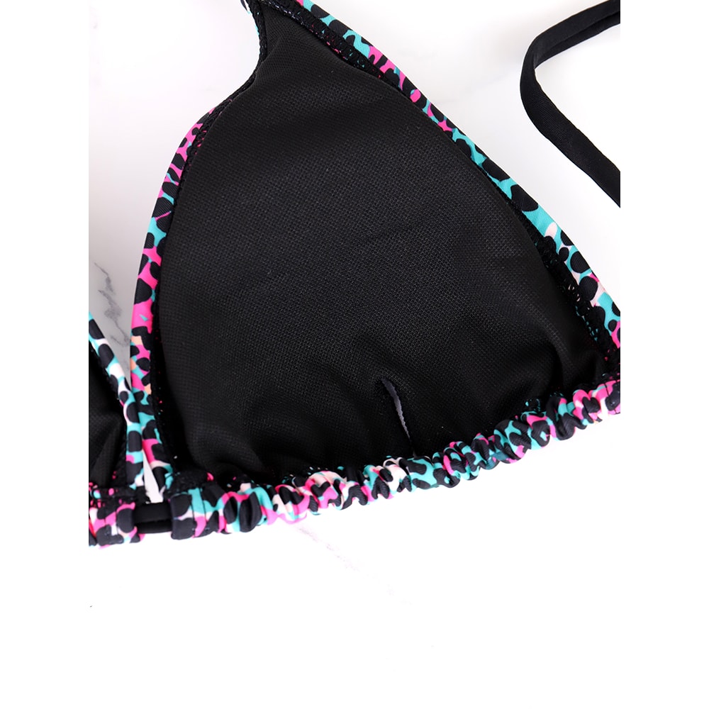 Summer Bikini Beach Vacation Swimsuit For Women TwoPiece Strappy LaceUp Polka Dot Printed Set 2