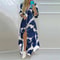 Summer Women Boho Printed Maxi Dresses Turndown Collar Long Sleeve Casual Split Shirt Elegant Dress 1