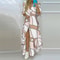 Summer Women Boho Printed Maxi Dresses Turndown Collar Long Sleeve Casual Split Shirt Elegant Dress 8