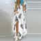 Summer Women Boho Printed Maxi Dresses Turndown Collar Long Sleeve Casual Split Shirt Elegant Dress 9