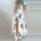 Summer Women Boho Printed Maxi Dresses Turndown Collar Long Sleeve Casual Split Shirt Elegant Dress 9