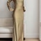 Luxury Evening Dress Womens Bespoke Satin Maxi Dress With Corset Waist Tie And Classic Round Neck 0