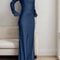 Luxury Evening Dress Womens Bespoke Satin Maxi Dress With Corset Waist Tie And Classic Round Neck 2