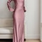Luxury Evening Dress Womens Bespoke Satin Maxi Dress With Corset Waist Tie And Classic Round Neck 1