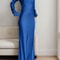 Luxury Evening Dress Womens Bespoke Satin Maxi Dress With Corset Waist Tie And Classic Round Neck 7