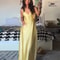 Elegant Women Summer Yellow Stain V Neck Sling Dress Loose Maxi Robes Sleeveless Party Dresses 4