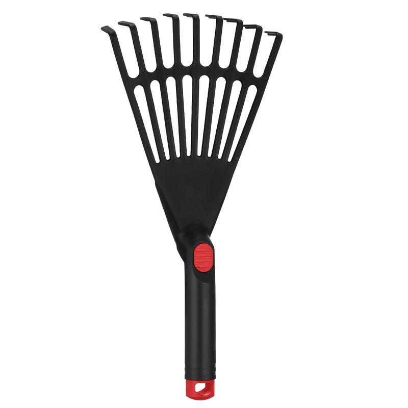 Plastic Garden Rake Hand Tool With Handle For Leaf Removal And Flower Bed Cleaning Outdoor Use 5