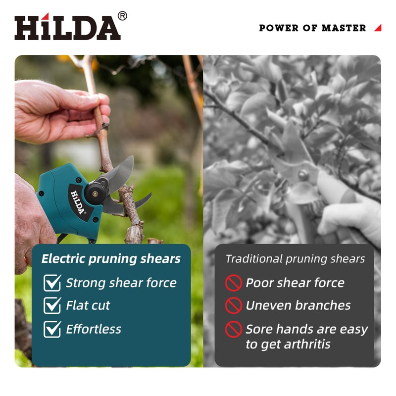 Cordless HILDA Brushless Electric Pruning Shears Fruit Tree Scissors Battery Power Tool 2