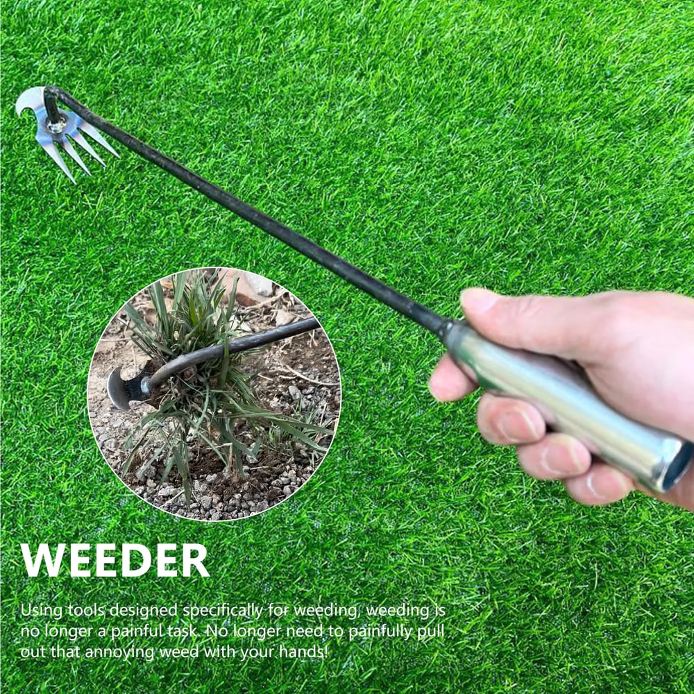 Manual Weed Digger Tool with Long Handle for Lawn Yard Gardening Hand Weeder