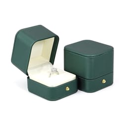vintage pu leather double slots ring jewelry box for wedding proposal engagement gift organizer