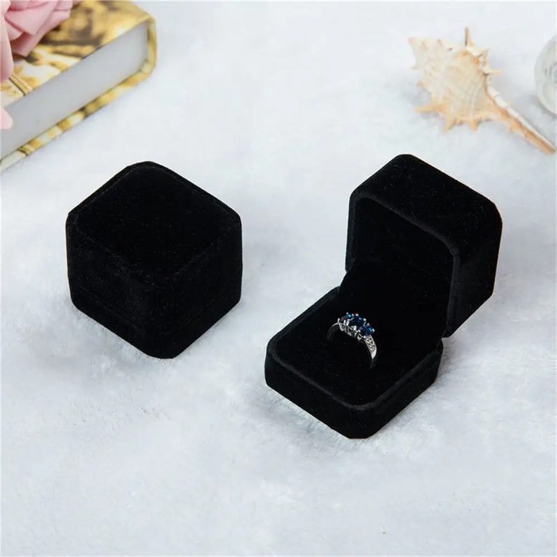 Vintage PU Leather Double Slots Ring Jewelry Box For Wedding Proposal Engagement Gift Organizer 8