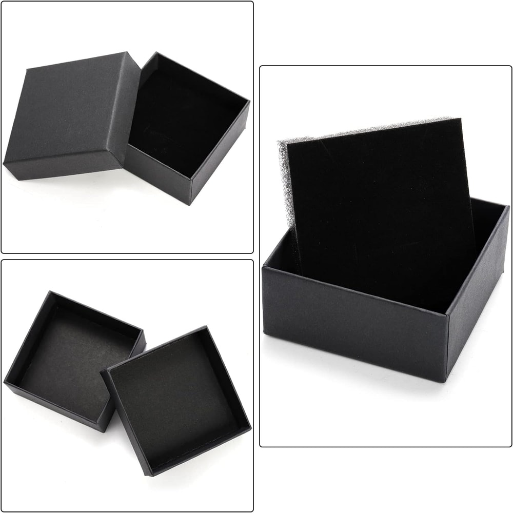 Black Kraft Jewelry Boxes Cardboard Packaging Organizer For Rings Necklaces Earrings 4