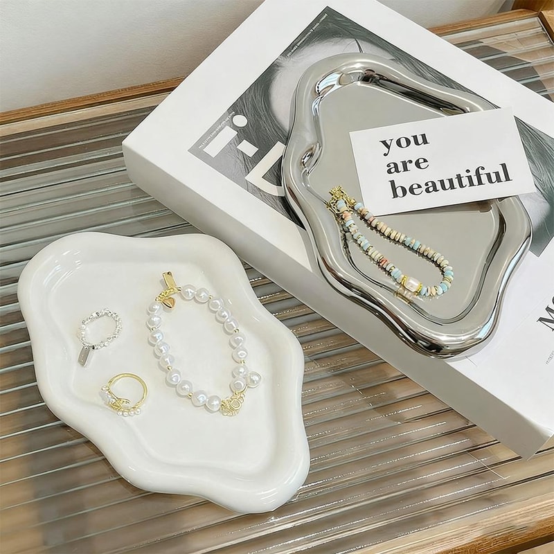 Creative Jewelry Storage Tray Cloud Design Electroplated Desktop Jewelry Dish for Rings Earrings