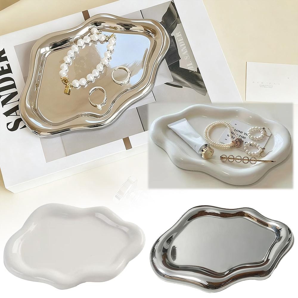 Creative Jewelry Storage Tray Cloud Design Electroplated Desktop Jewelry Dish for Rings Earrings