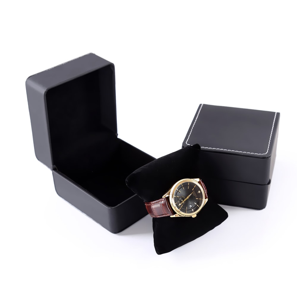 Frosted PU Leather Watch Box with Rounded Corners Jewelry Organizer, Men's Watch Display and Storage Gift Case