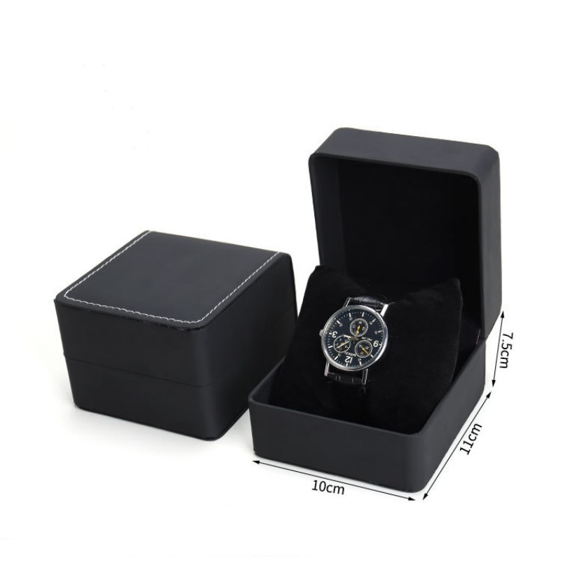 Frosted PU Leather Watch Box with Rounded Corners Jewelry Organizer, Men's Watch Display and Storage Gift Case