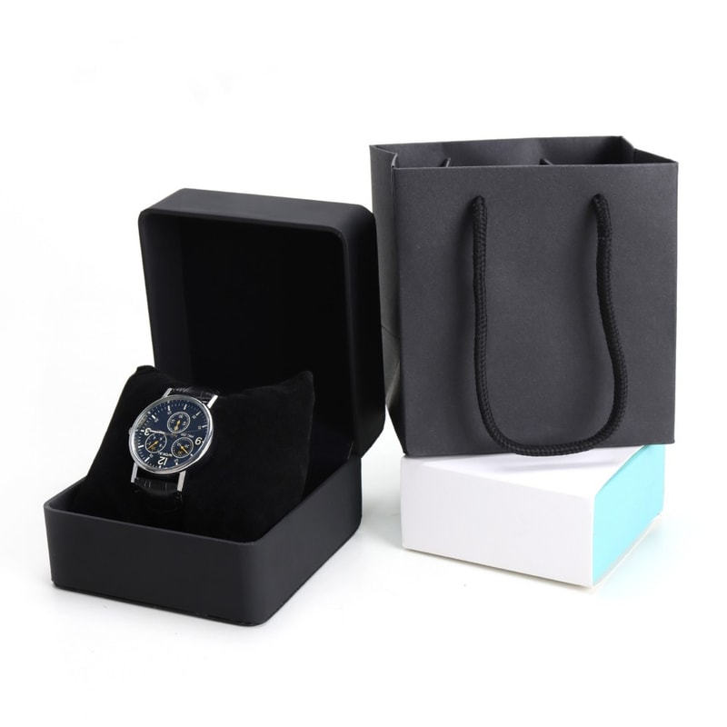 Frosted PU Leather Watch Box with Rounded Corners Jewelry Organizer, Men's Watch Display and Storage Gift Case