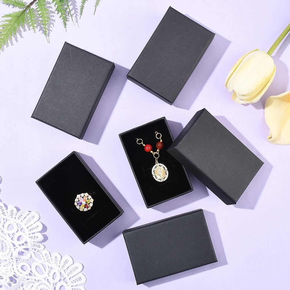 Kraft Paper Jewelry Boxes Ring Box Rectangle For Mothers Day Gift Packaging 2