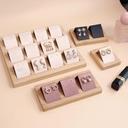 diy velvet pu leather jewelry storage tray bamboo wood earrings display stand for window counter
