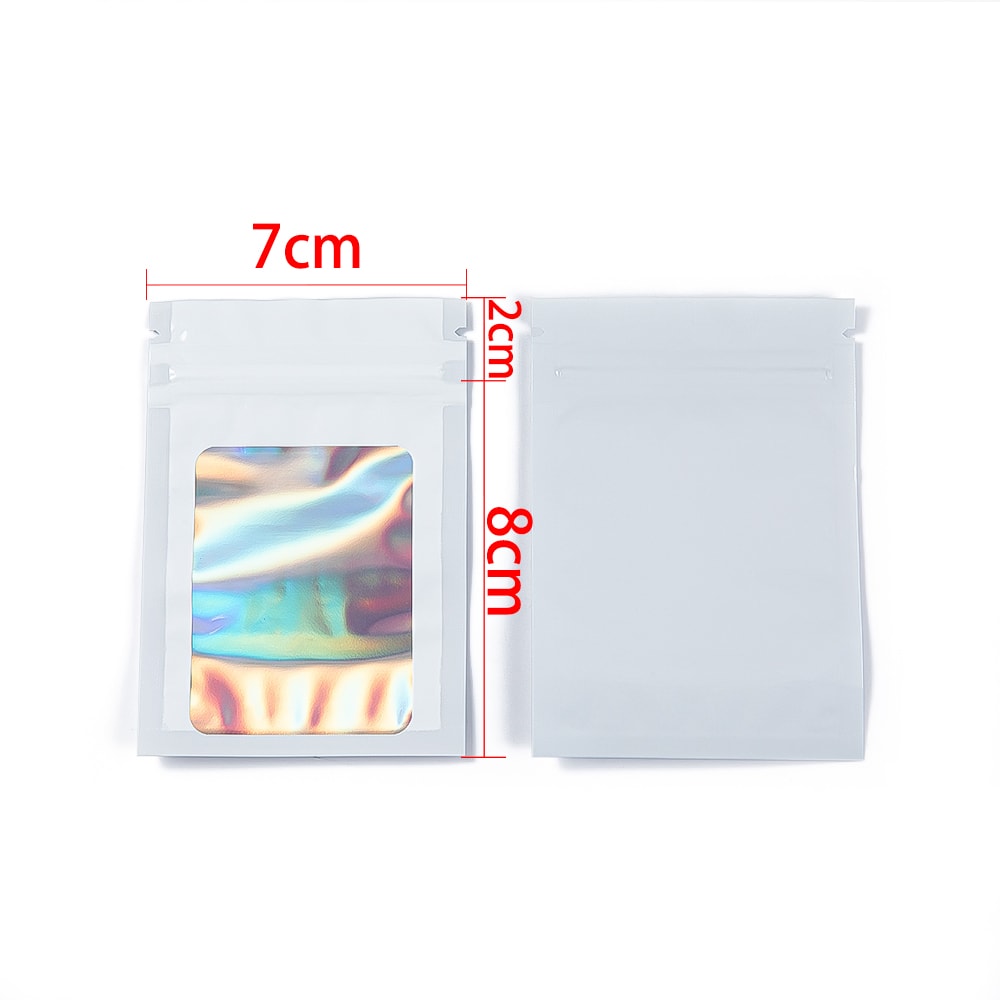 Holographic Laser Color Mylar Bag Thick Smell Proof Pouch For Jewelry Retail Storage Gift Zip Lock 2