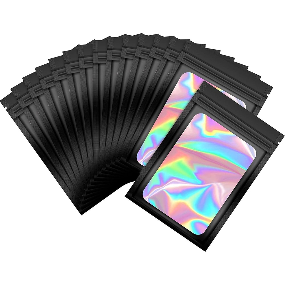 Holographic Laser Color Mylar Bag Thick Smell Proof Pouch For Jewelry Retail Storage Gift Zip Lock 6