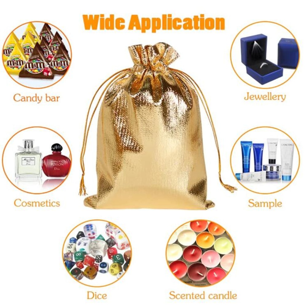Gold Gift Pouches For Jewelry Organizers Favor Candy Bar Chocolate Package Small Businesses 2