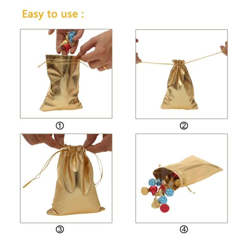 Gold Gift Pouches For Jewelry Organizers Favor Candy Bar Chocolate Package Small Businesses 3