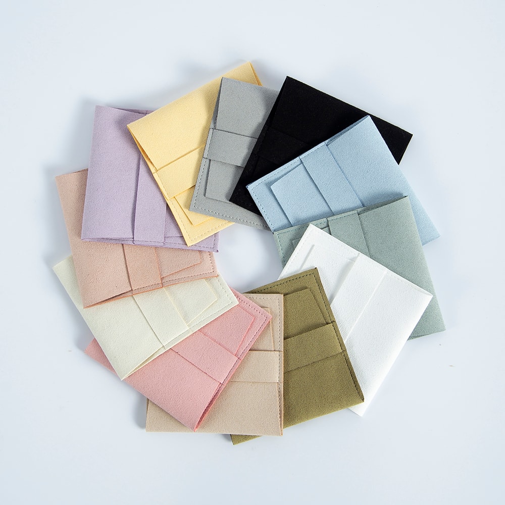 Jewelry Storage Pouch Velvet Microfiber Suede Envelope 62x62cm 8x8cm Flap Strip Pouch For Rings Ear 2