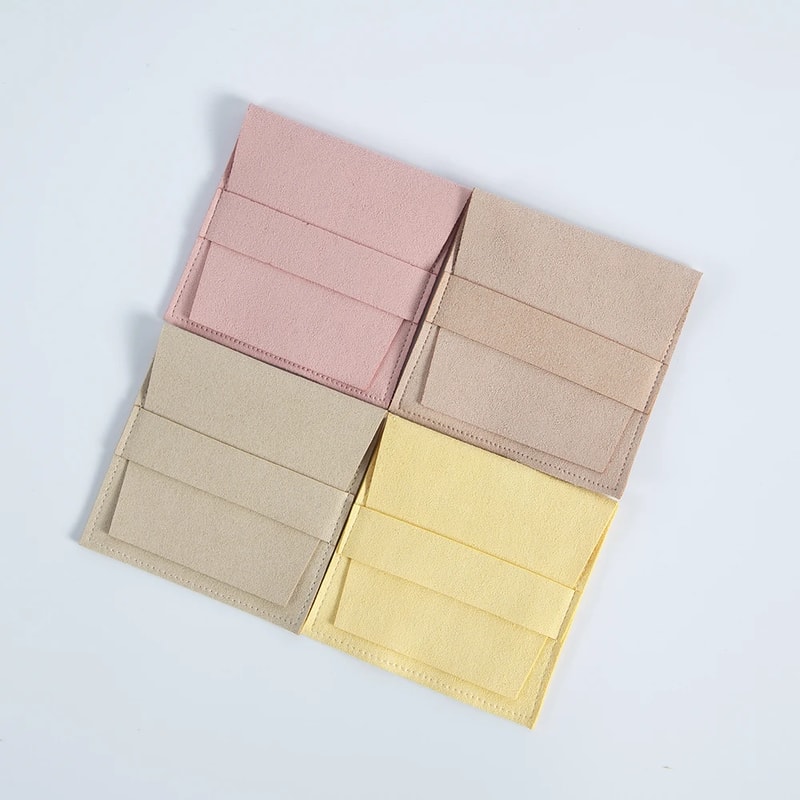 Jewelry Storage Pouch Velvet Microfiber Suede Envelope 62x62cm 8x8cm Flap Strip Pouch For Rings Ear 4