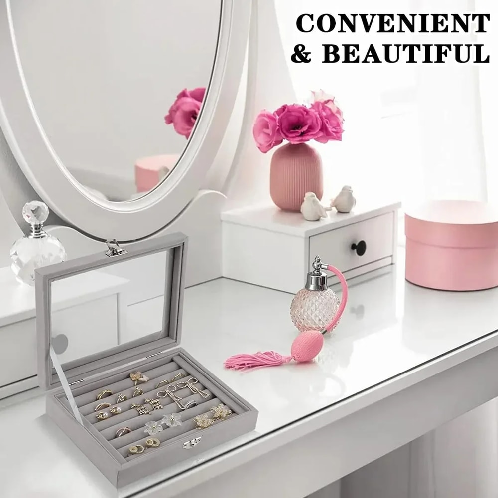 Jewelry Display Organizer Box High Capacity Flannel Storage Box With Cover Dust Proof Wedding Gift 1