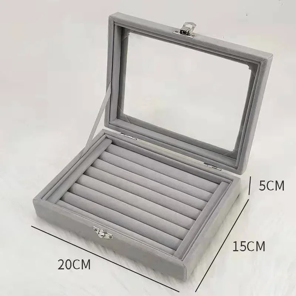Jewelry Display Organizer Box High Capacity Flannel Storage Box With Cover Dust Proof Wedding Gift 4