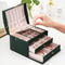 Three Layer Leather Drawer Jewelry Box Multi Functional Earrings Lock Organizer For Jewelry 1