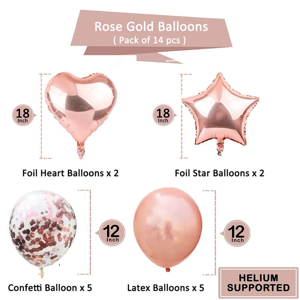 Rose Gold Confetti Balloons Star Heart Party Wedding Anniversary Globos Supplies 2
